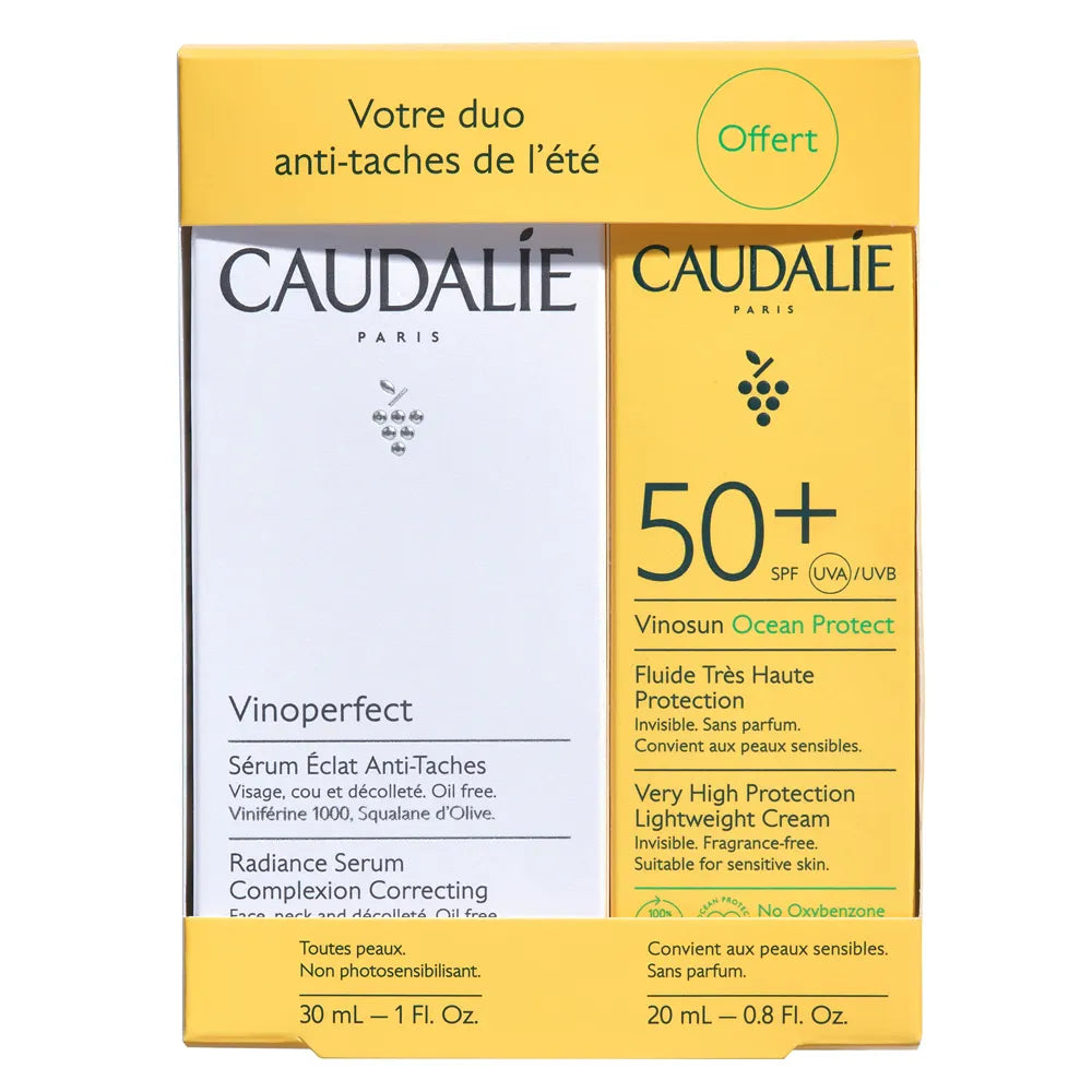 Caudalie Vinoperfect Radiance Serum with Bonus SPF50 Very High Protection LightWeight Cream - FrenchSkinLab
