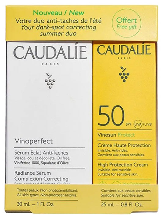 Caudalie Vinoperfect Radiance Serum with Bonus SPF50 High Protection Cream - FrenchSkinLab